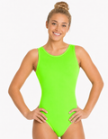 Flourescent Apple Green Sleeveless Dance Leotard for Girls