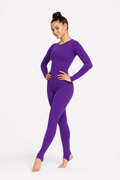 Ultra Violet long sleeve dance unitard with ankle stirrups
