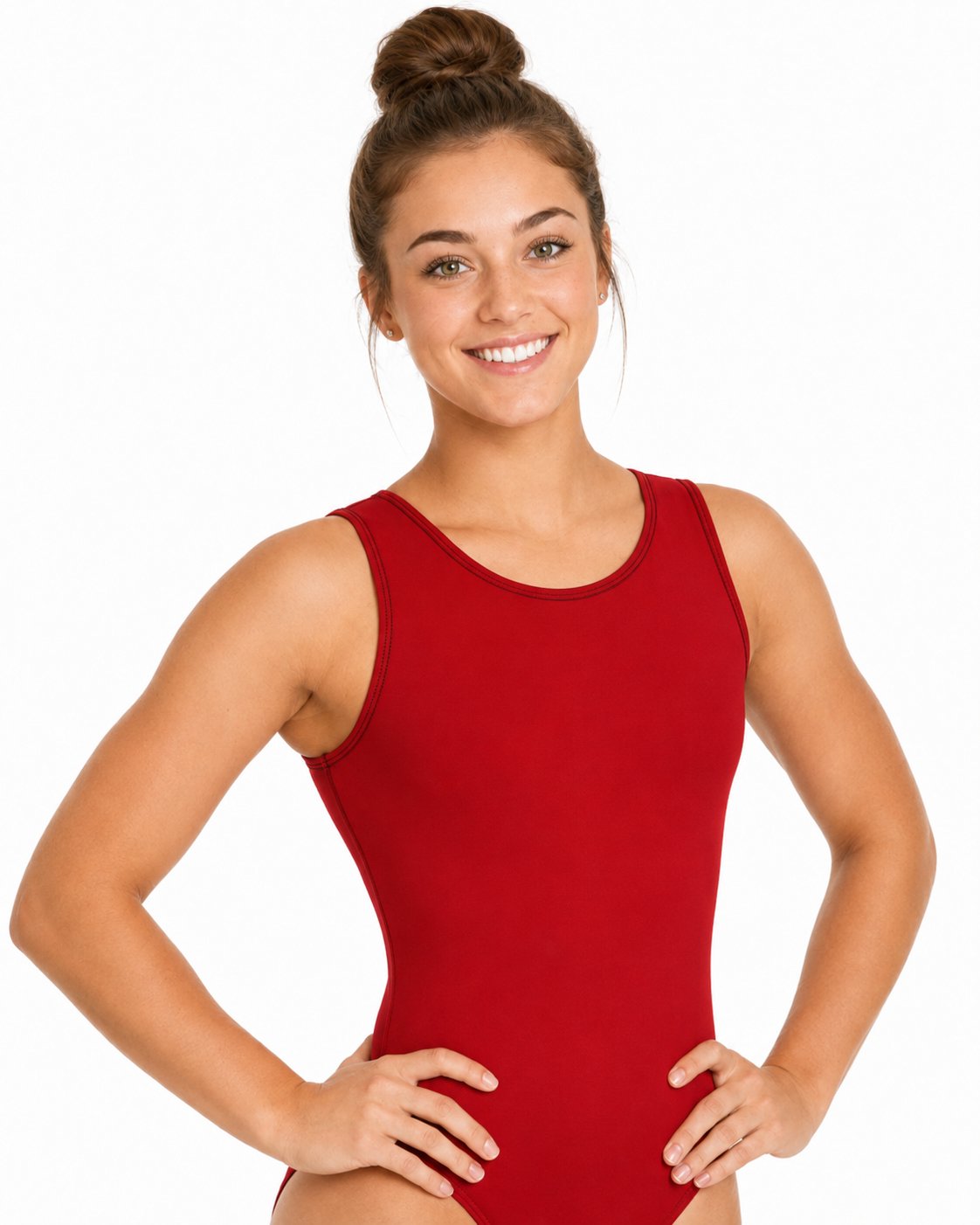 Red Sleeveless Dance Leotard for Girls